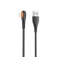 Cable qcharx london usb a lightning 3a - 1 m - pvc negro acodado